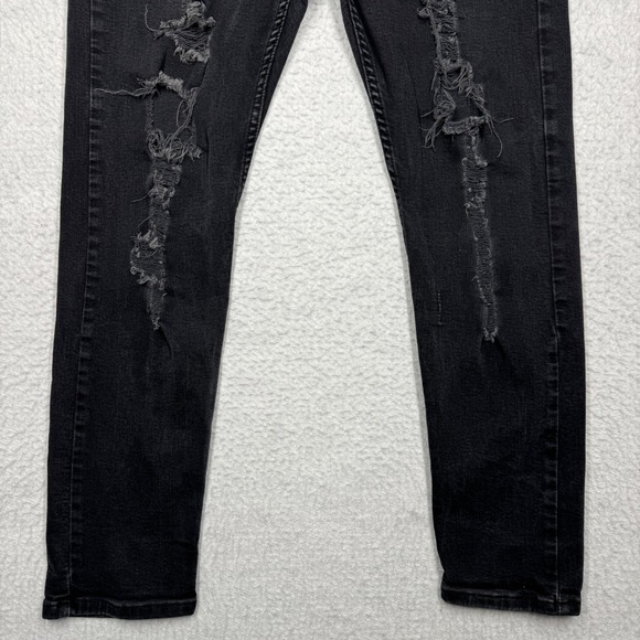 Levi's 512 Distressed Jeans Black Grunge Denim Straight Leg Men's Size 38x32 - Picture 3 of 15